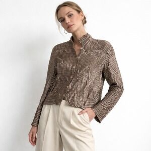 JOLIE MINE PARIS Crinkle Textured Button Shirt Minimalist Y2K